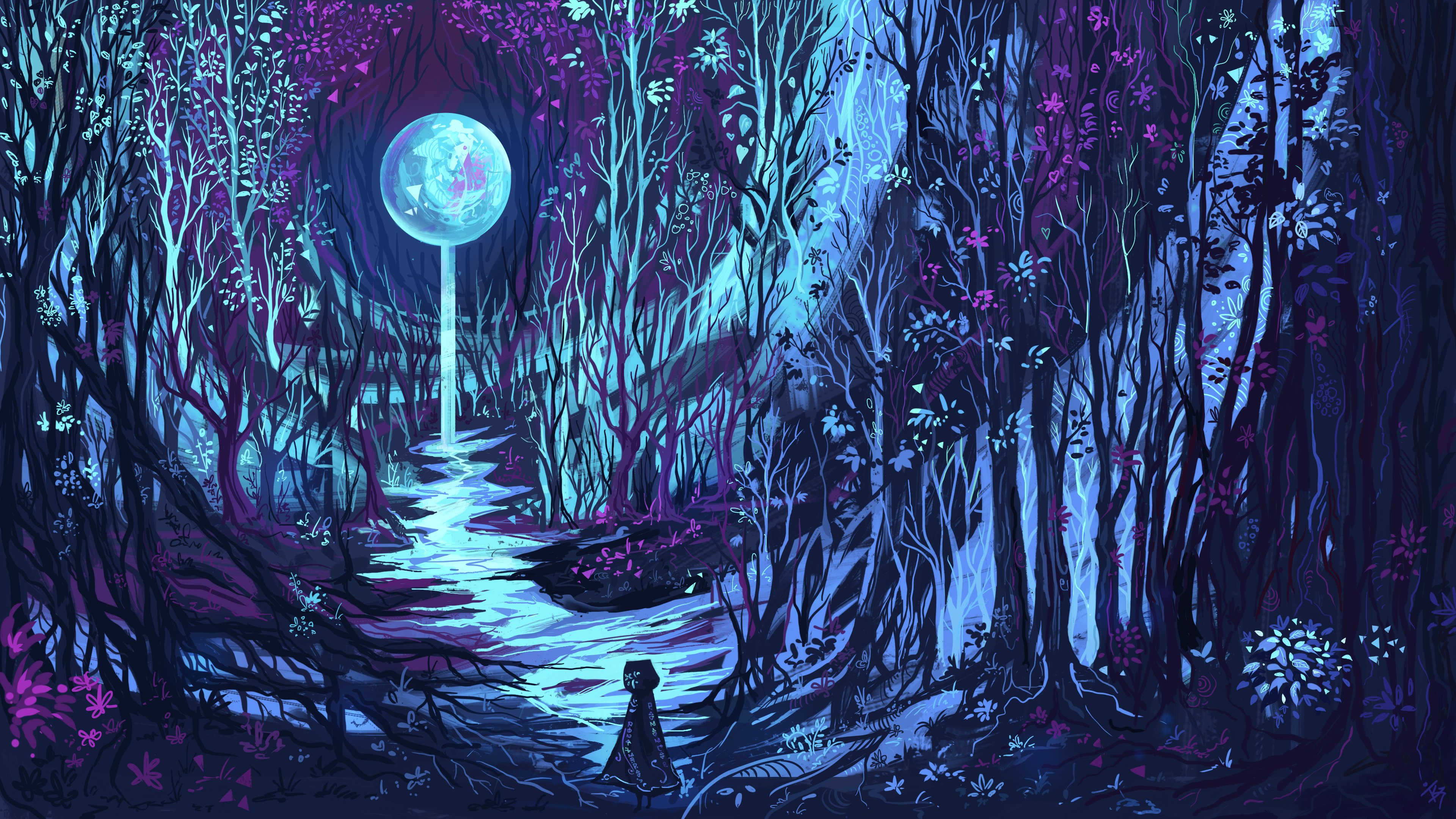 forest at twilight painting