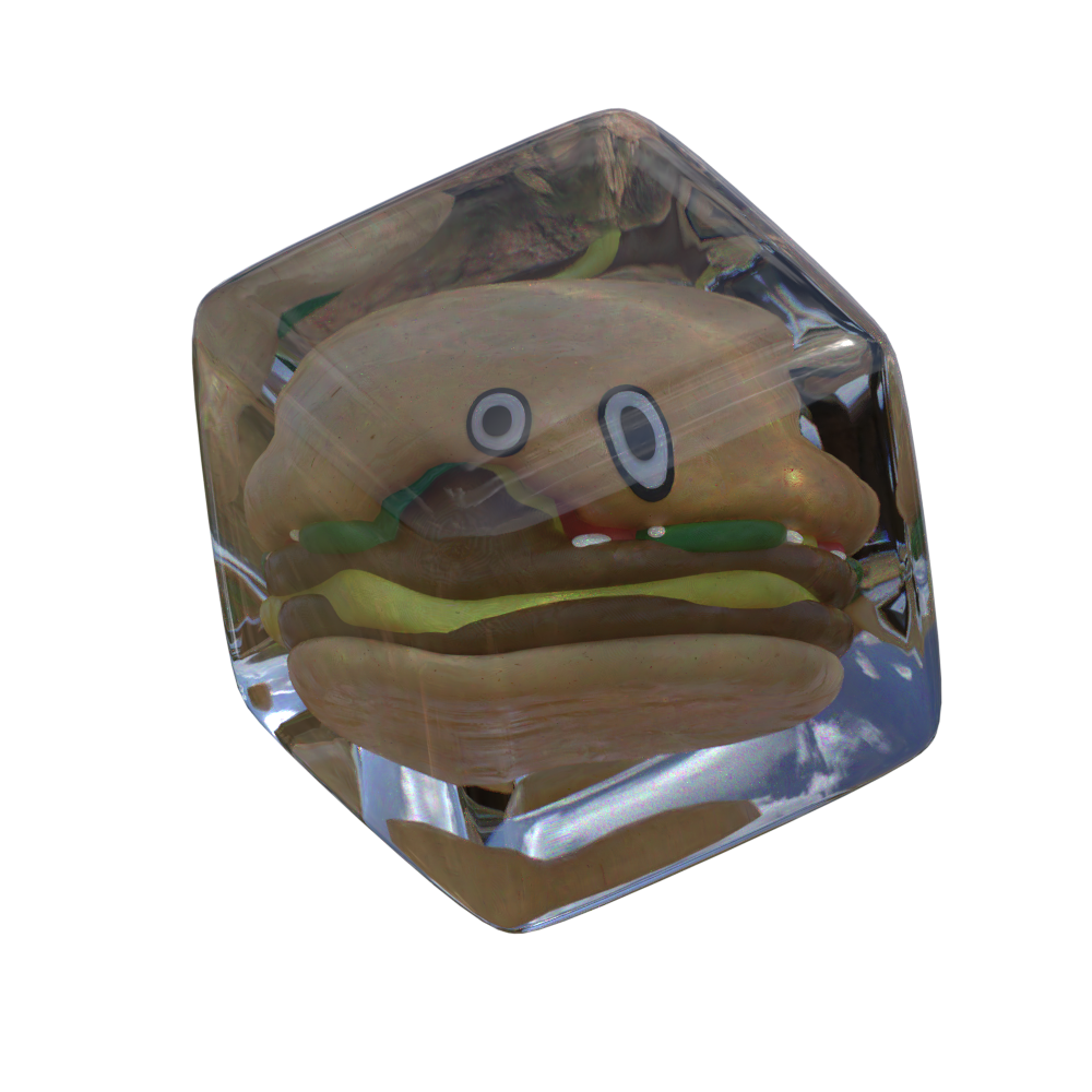 hamburger trapped in crystal