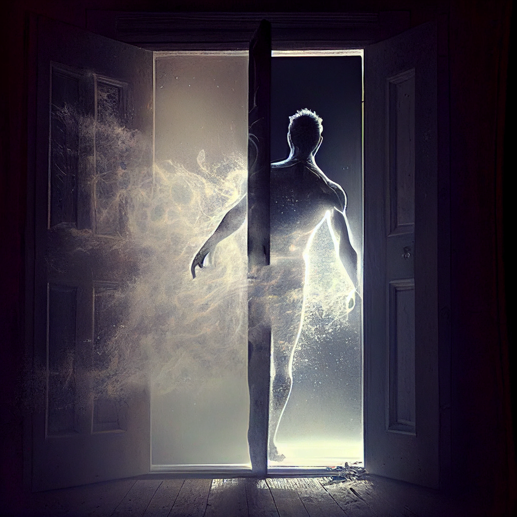 man opening the door –結- by AI