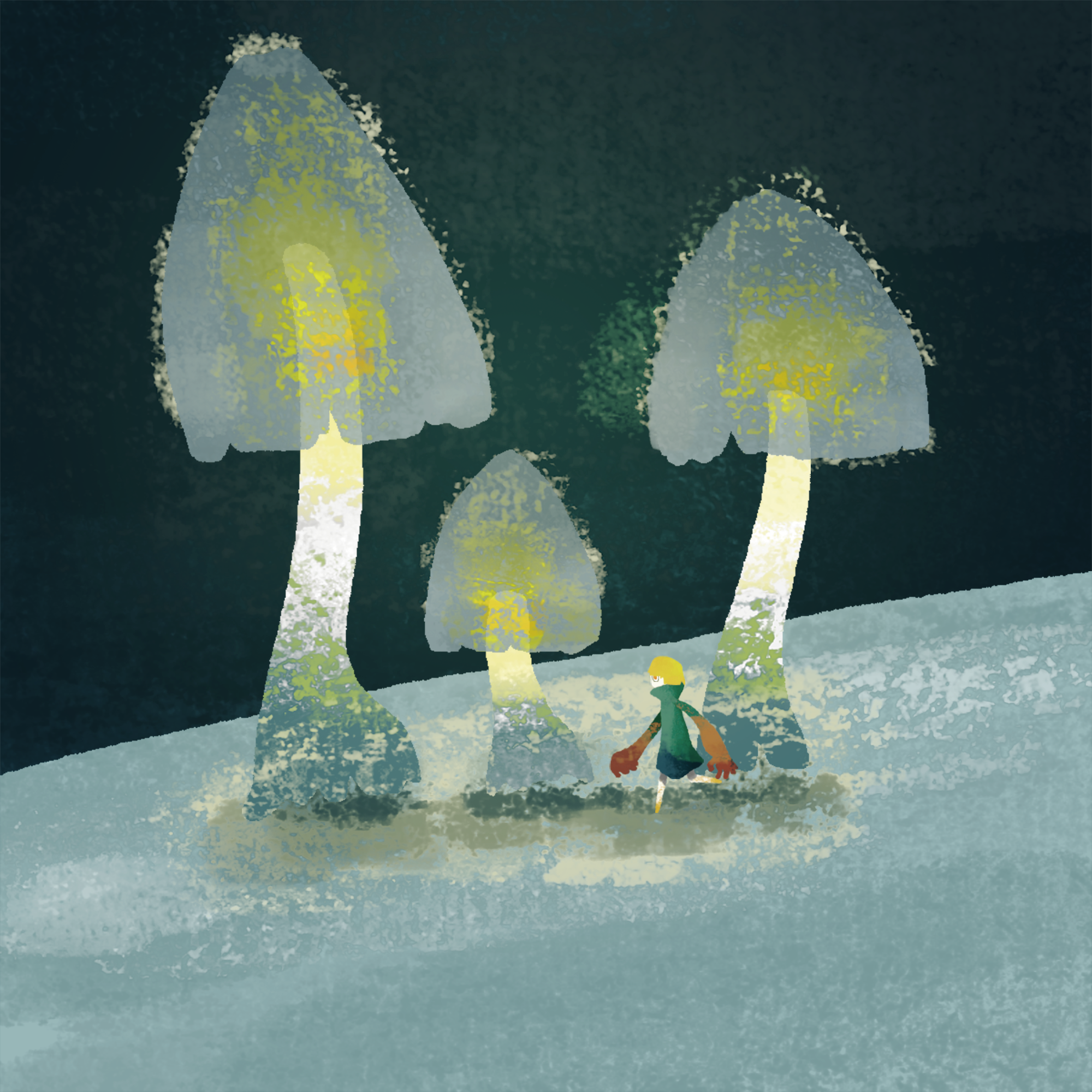 Through the mushroom forest.